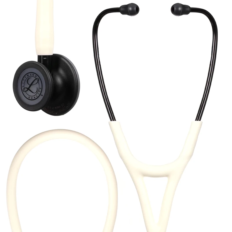 3M Littmann Cardiology IV Diagnostic Stethoscope, Black Matte-finish Chestpiece, Alabaster Satin-Finish Tube, 27 inch, 6186C