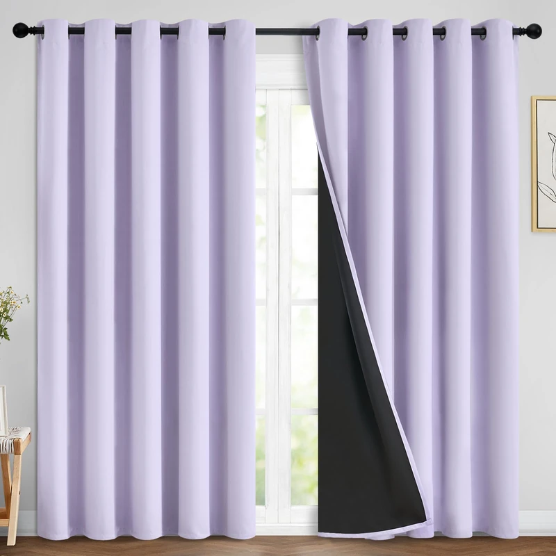 Yakamok Lilac 100% Blackout Curtains 84 Inches Long for Bedroom 70" Wide