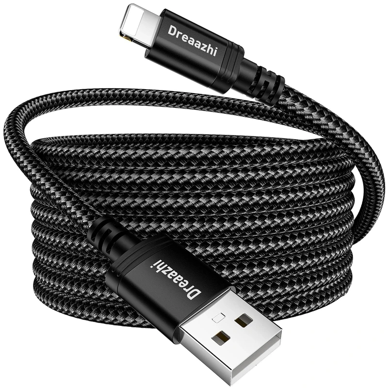 Dreaazhi Extra Long 5M Charger Cable for iPhone Fast Charge Braided Compatible with iPhone14/13/12/11/Pro/Xs Max/X/8/7/Plus/6S/6/SE/5S iPad Compatible with Lightning to USB Cable etc…