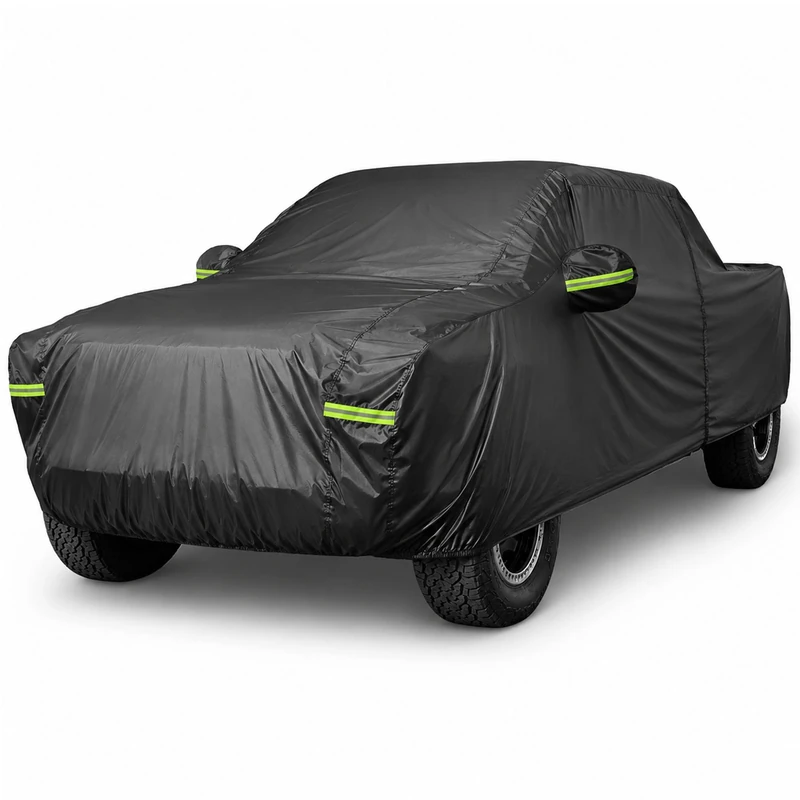 Morhept Pickup Truck Cover Waterproof All Weather, Outdoor Indoor Heavy Duty Truck Protection Cover with Door Zipper Black(Length 230 to 242 inch)