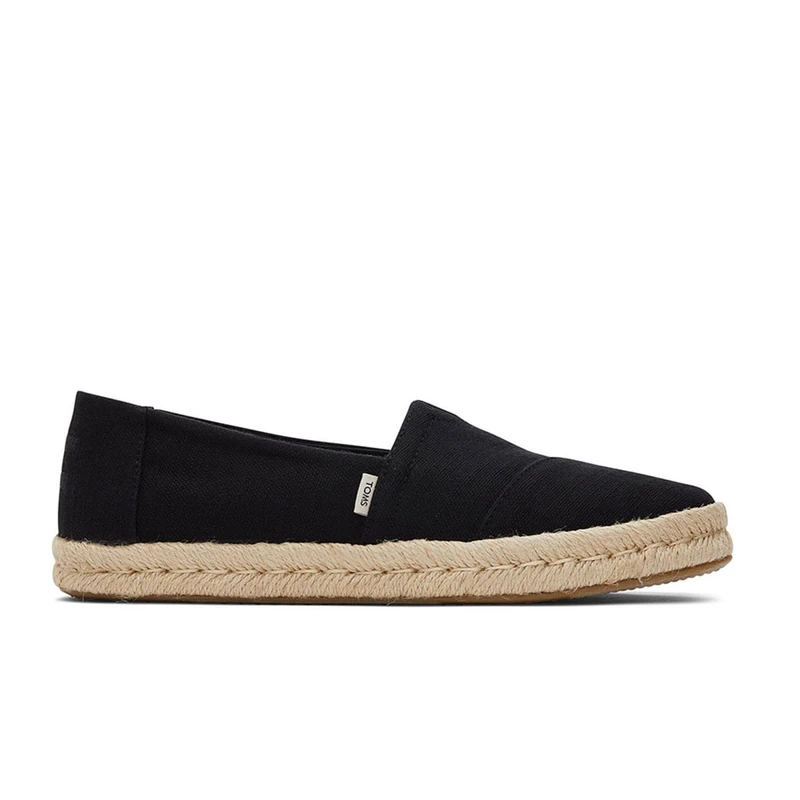 TOMS Women's Alpargata Rope 2.0 Espadrille, Black Recycled Cotton Slubby, 3.5 UK