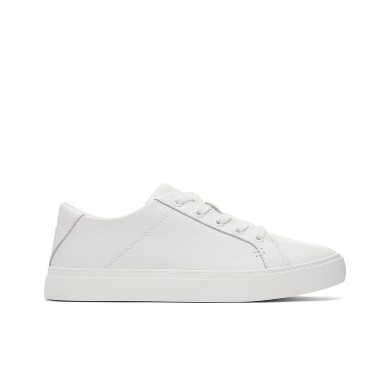 TOMS Women's Kameron Lace Up Lace-Up Sneaker, White Leather, 3.5 UK
