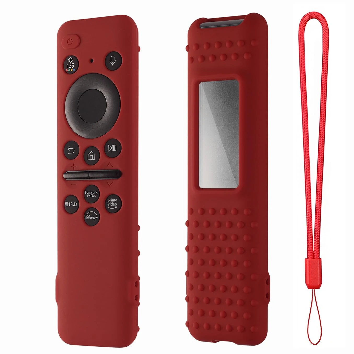 Hi Color Silicone Cover for Samsung BN59-01432A 2023 TM2360E Samsung Smart TV Remote Solar Panel Remote Case Cover with Lanyard (Wine red)