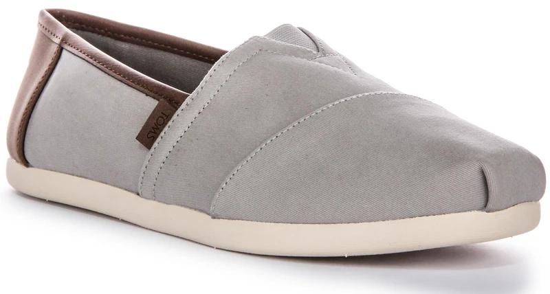 TOMS Mens Alpargata Classic Sneaker, Drizzle Grey Brushed Twill Tan Synthetic, 10.5 UK