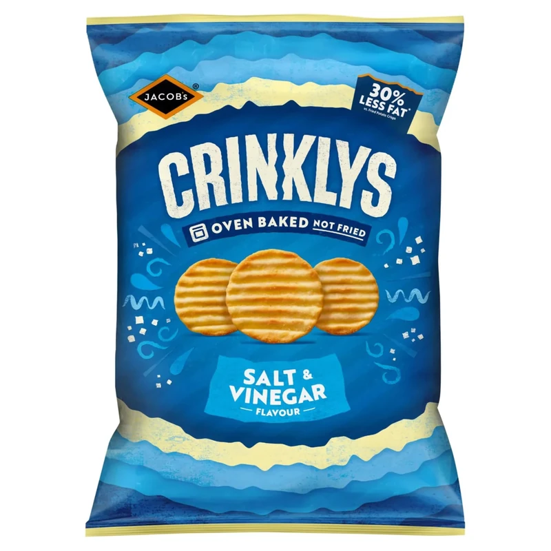 JACOB'S Crinklys Salt & Vinegar Baked Snacks Share Bag, 150g