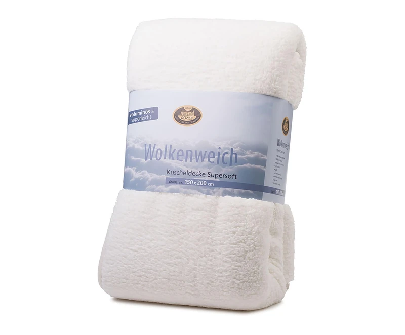 Gözze Kuscheldecke WOLKENWEICH mit Schaf Fellimitat, 150 x 200, Farbe wollweiß
