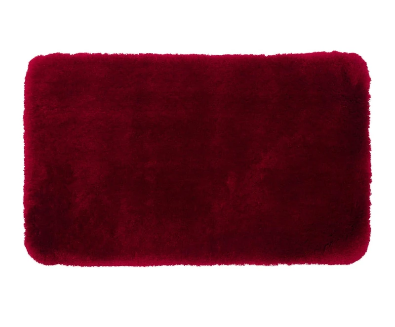 Gözze - Deluxe bath rug with extra high pile, 100% polyester (microfiber), with non-slip coating, 60 x 100 cm - Bordeaux