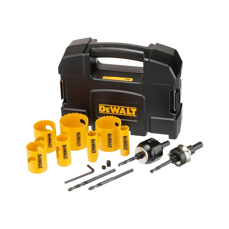 DEWALT EXTREME Bi-Metal Hole Saw Set, 11 pcs (7 Hole Saws, 2 Mandrels and 2 Pilot Drill Bits), DT90355-QZ