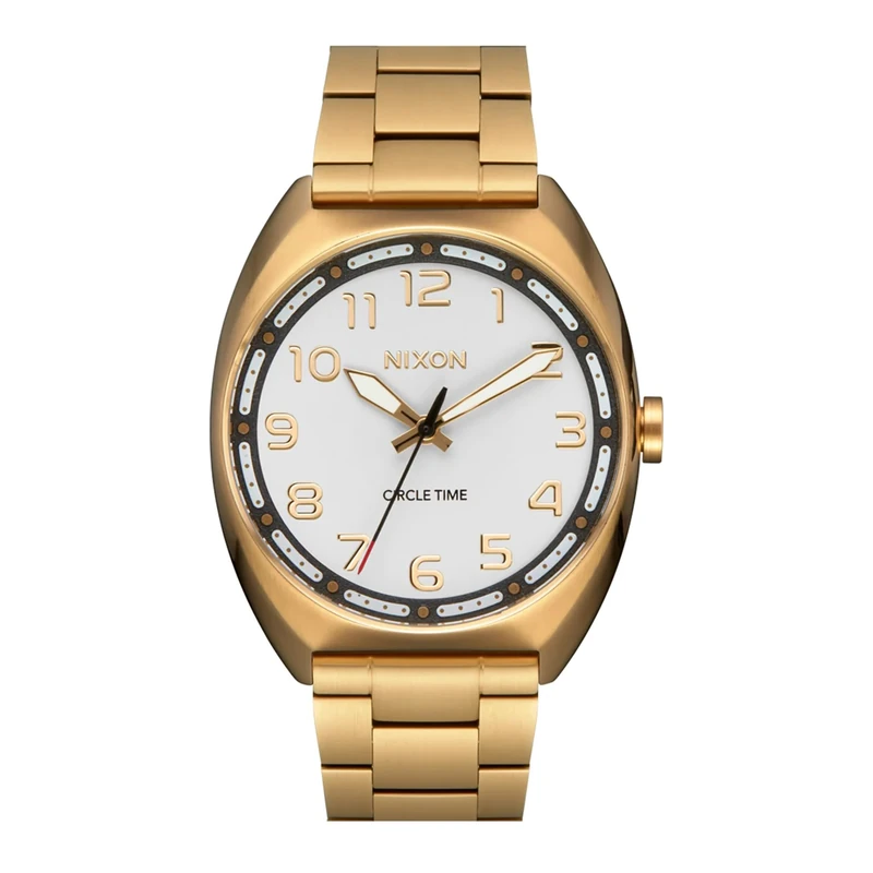 Nixon A1401-1809-00 Men's Analogue Japanese Quartz Movement Watch with Stainless Steel Strap, Light Gold-White