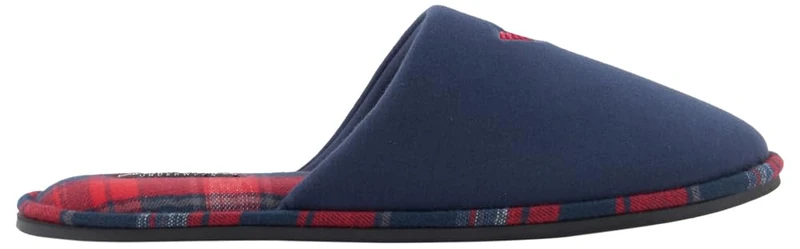 Emporio Armani Men's Eagle Slippers, Marine+Marine Tartan, 39