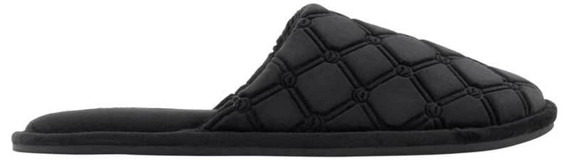 Emporio Armani Women's Chenille Monogram Slippers, Black, 35