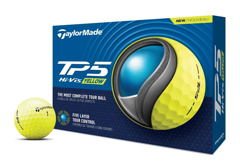 TaylorMade Golf 2024 TP5 Golf Balls - Yellow (Pack of 12)