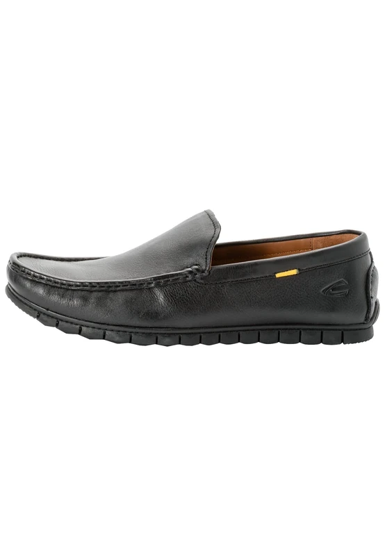 camel active Men's Herren Lederslipper mit Logoprägung Schwarz, Menswear-49 Loafer, Black, 13 UK