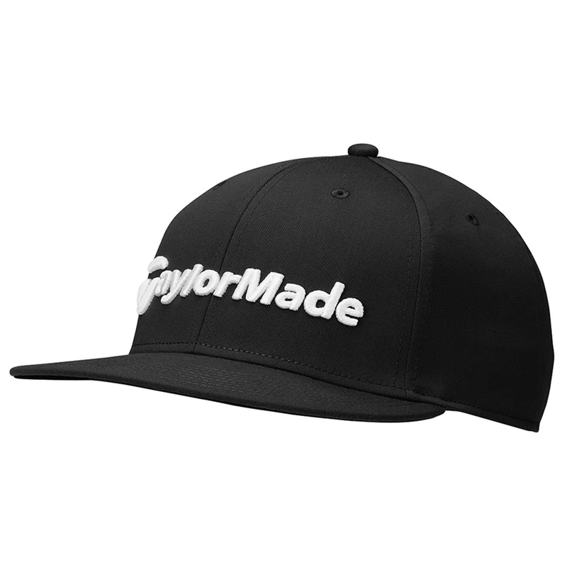 TaylorMade Men's Flatbill Snapback Hat, Black, One Size