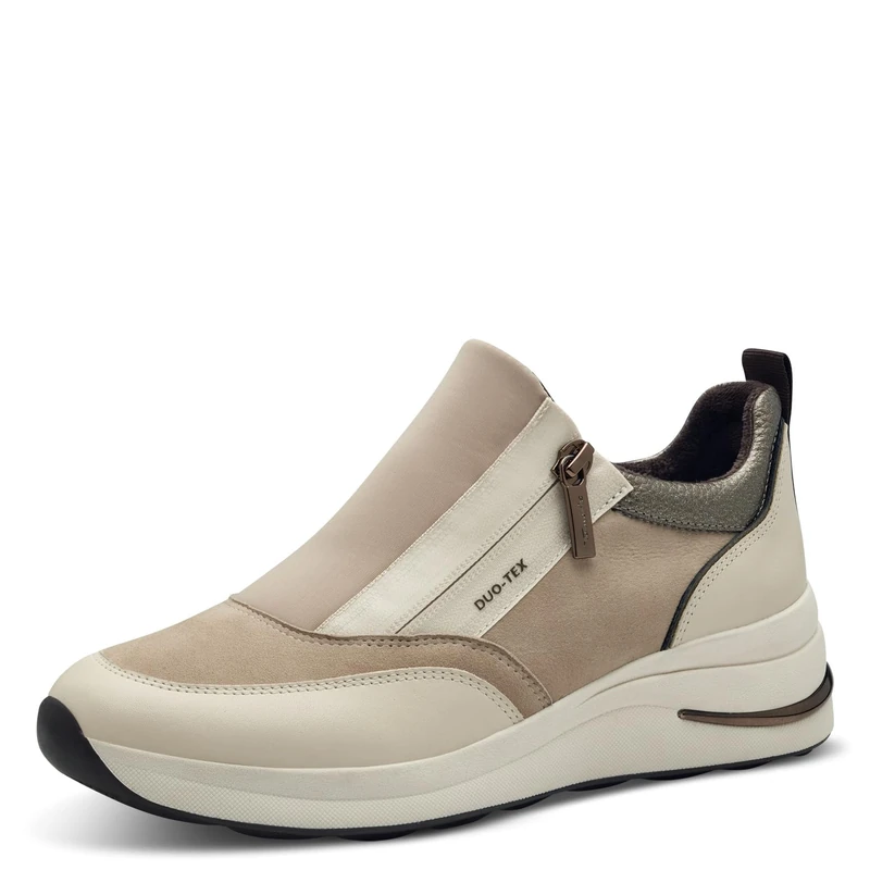 Tamaris Comfort Women’s Flat Sneakers with Zip Sporty , Beige, 6,5 UK