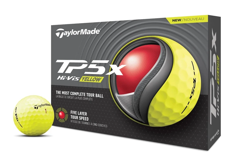 TaylorMade Golf 2024 TP5X Golf Balls - Yellow (Pack of 12)