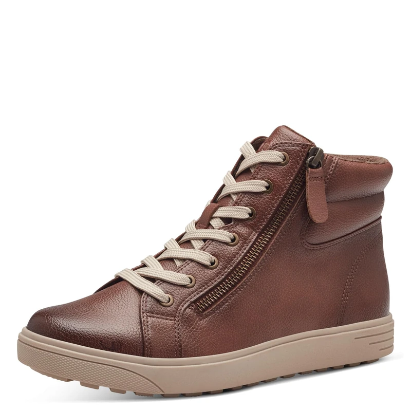 Jana Women’s High Sneakers with Zip Vegan, Cognac, 4 UK