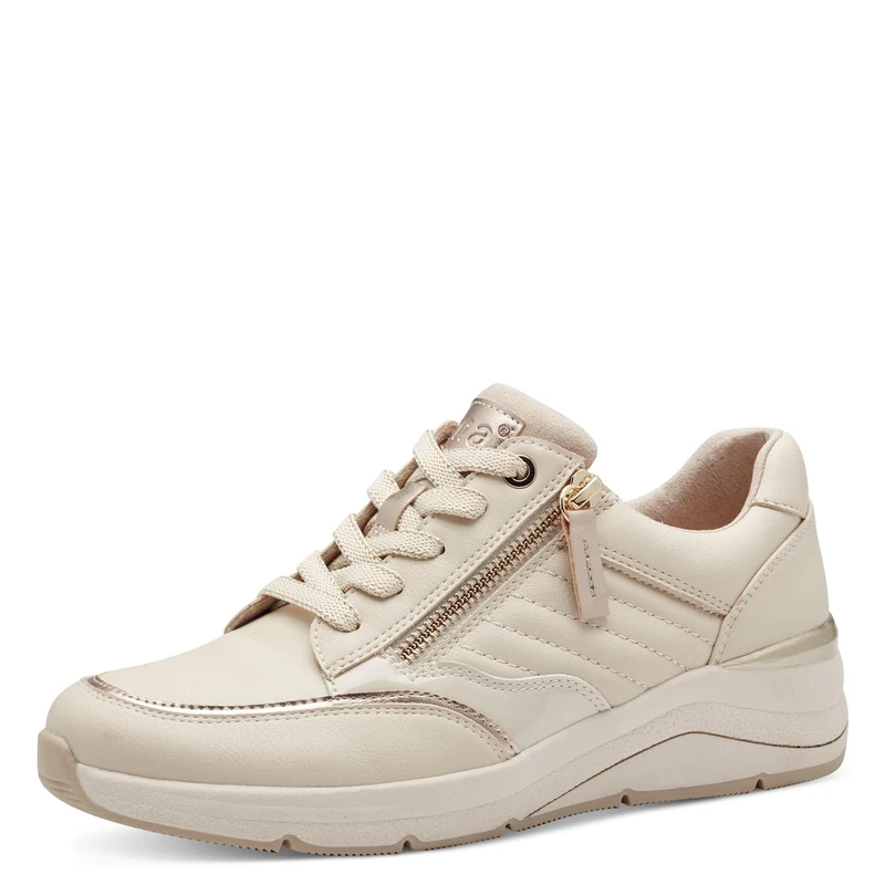 Jana Women’s Wedge Sneakers with Zip Vegan, Ivory, 4 UK