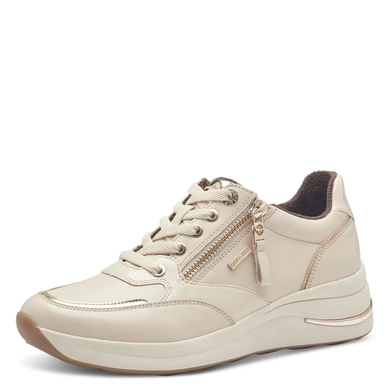 Tamaris Comfort Women’s Flat Sneakers with Laces Casual , Ivory, 6 UK