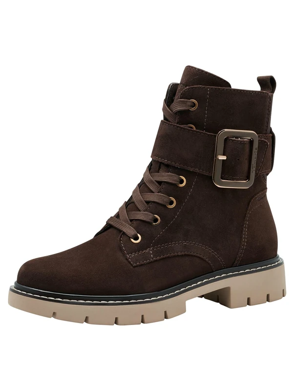Tamaris Comfort Women’s Lace-Up Ankle Boots with Buckle Autumn , Mocca Suede, 5 UK