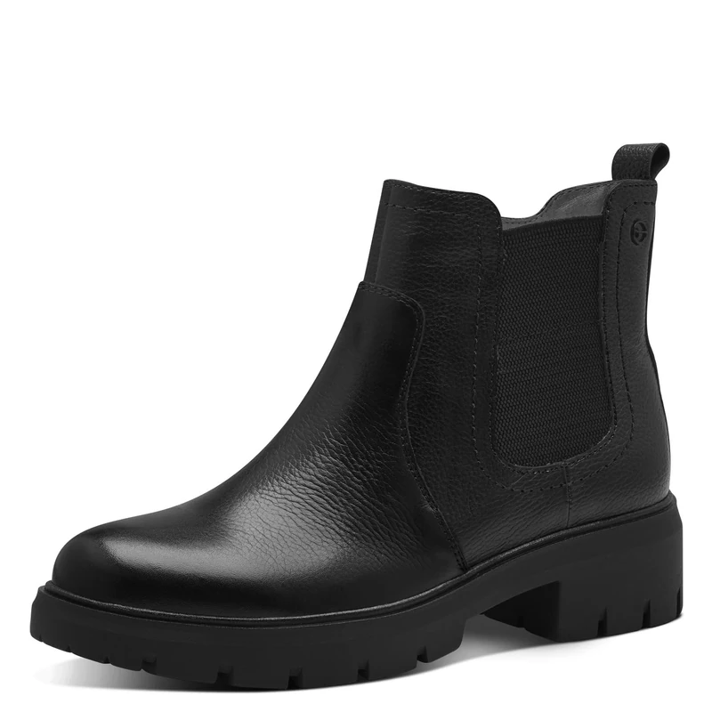 Tamaris Comfort Women’s Leather Chelsea Boots with Zip, Black Nappa, 6,5 UK