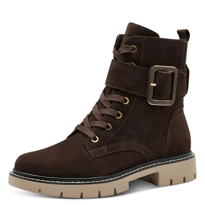Tamaris Comfort Women’s Lace-Up Ankle Boots with Buckle Autumn , Mocca Suede, 6 UK
