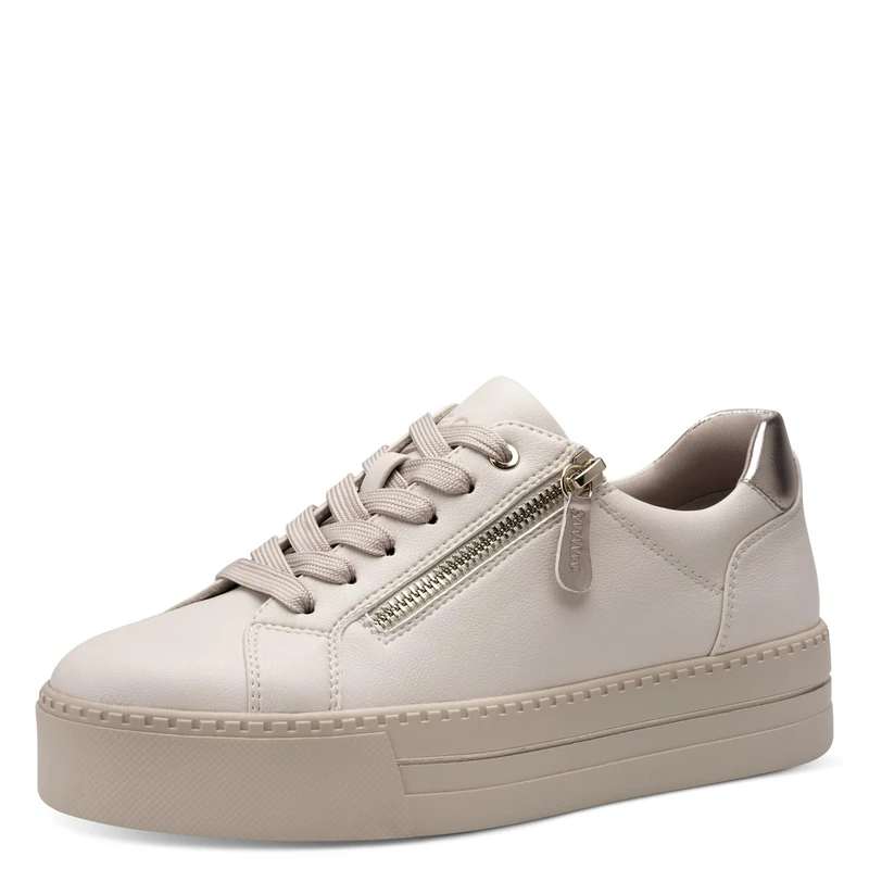 Jana Women’s Platform Sneakers with Zip Vegan, Ivory, 4 UK