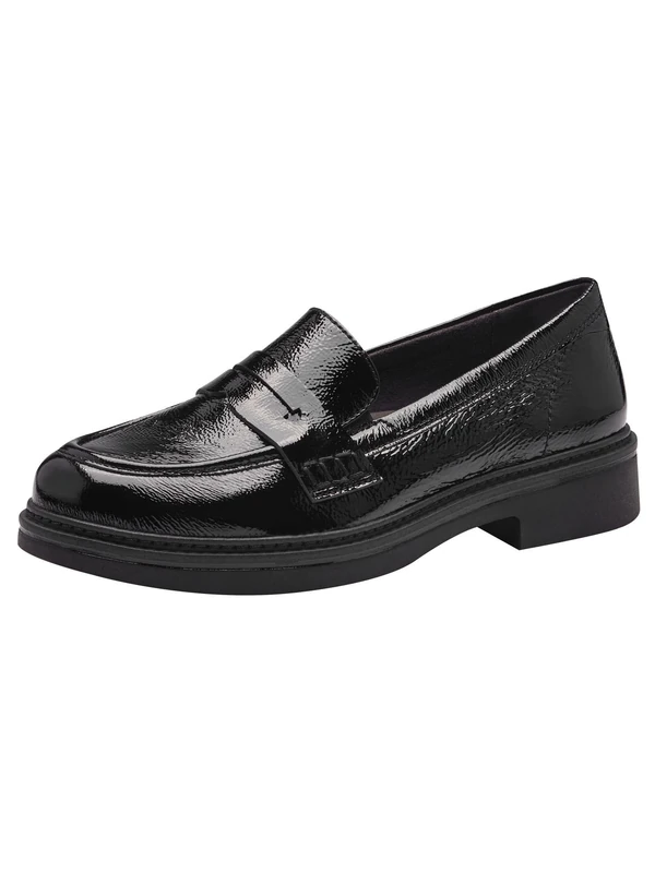 Tamaris Comfort Women’s Leather Slip-Ons Elegant, Black Patent, 5 UK
