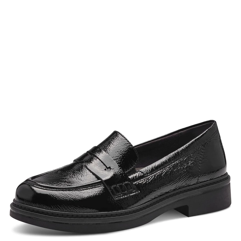 Tamaris Comfort Women’s Leather Slip-Ons Elegant, Black Patent, 6 UK