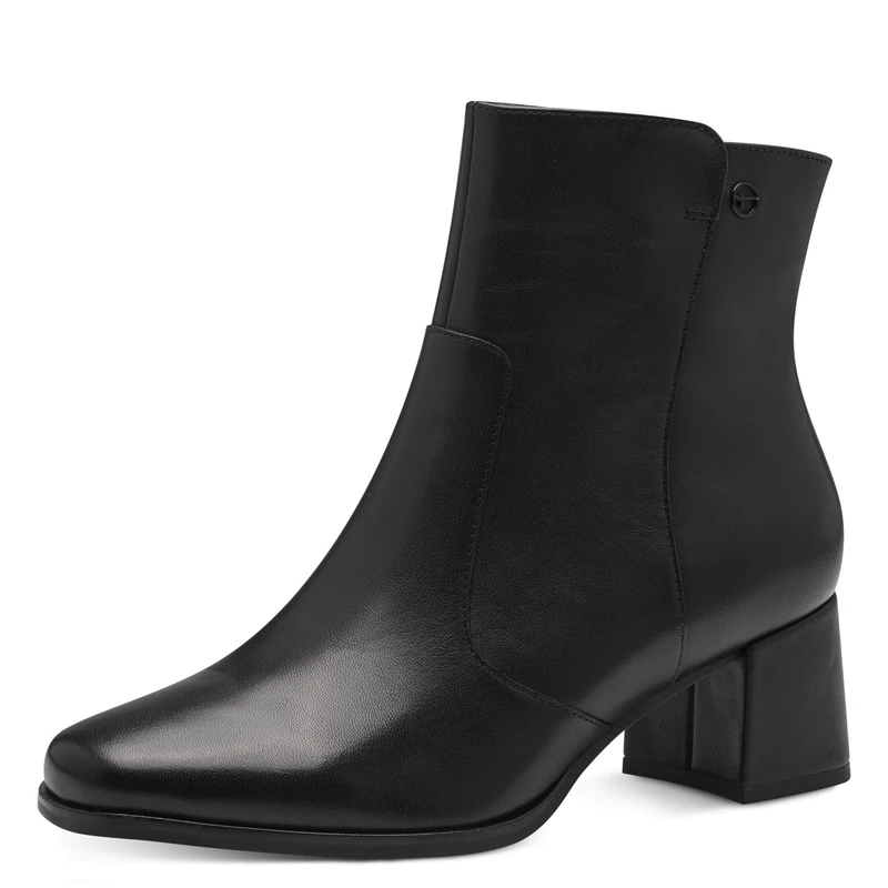 Tamaris Comfort Women’s Ankle Boots with Heel Leather Block Heel , Black Nappa, 6 UK