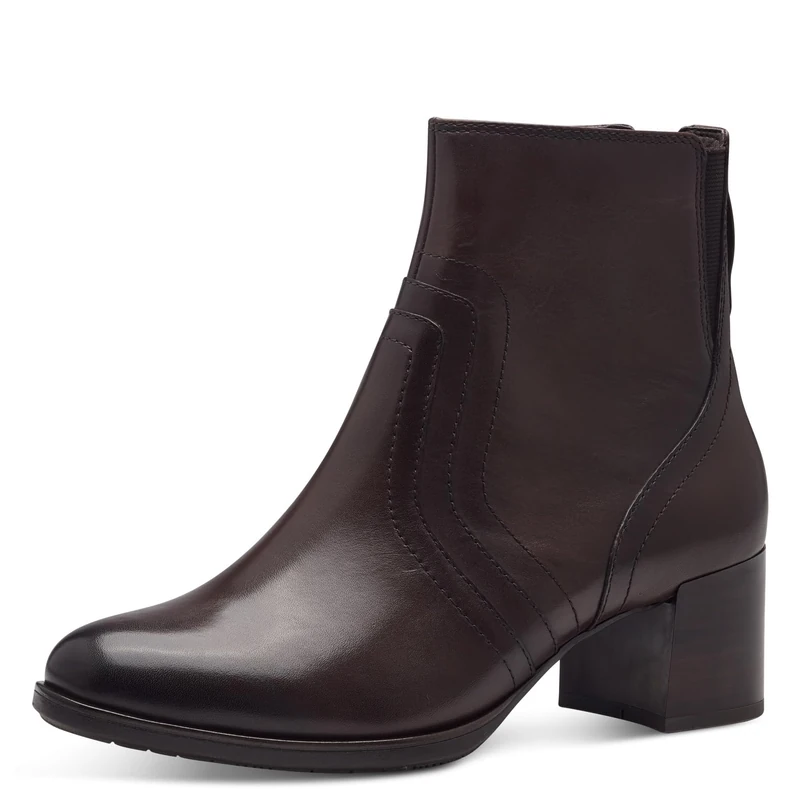 Tamaris Comfort Women’s Ankle Boots with Heel Leather Block Heel , Mocca, 6,5 UK