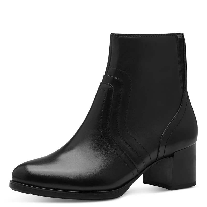 Tamaris Comfort Women’s Ankle Boots with Heel Leather Block Heel , Black Nappa, 5 UK