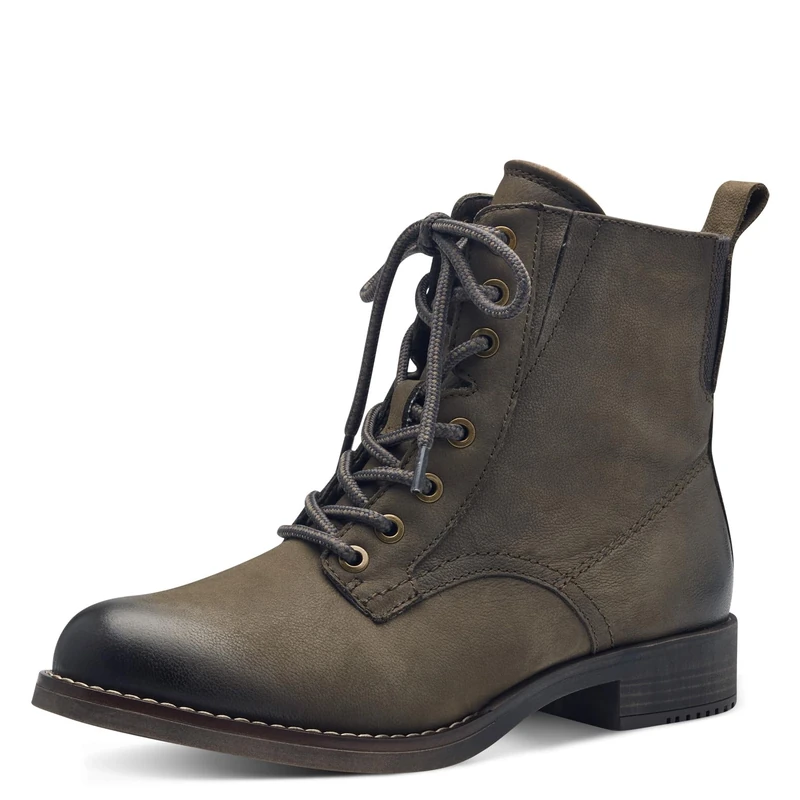 Tamaris Comfort Women’s Lace-Up Ankle Boots with Zip Autumn, Olive Nubuc, 4 UK