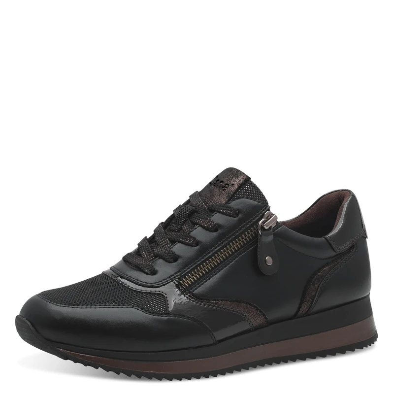 Jana Women’s Flat Sneakers with Zip Vegan, Black/Bronze, 8 UK