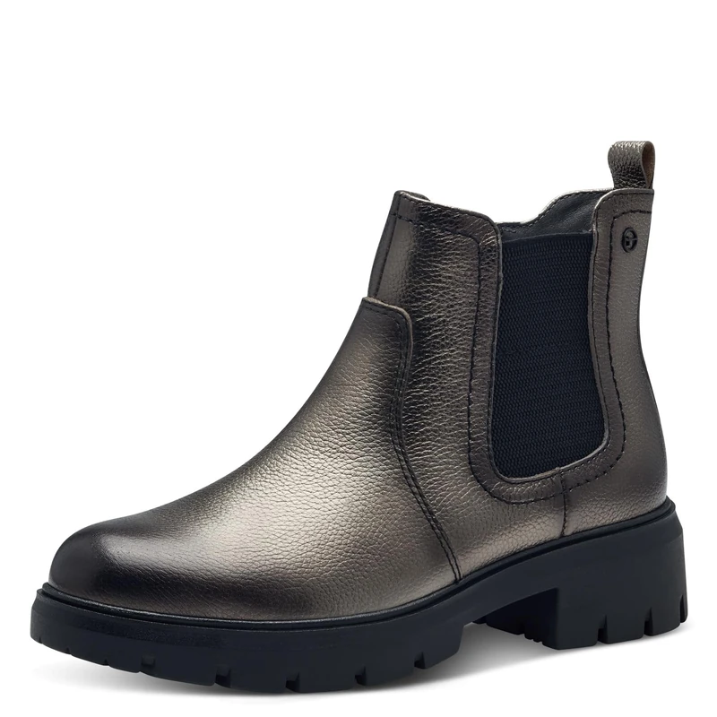 Tamaris Comfort Women’s Leather Chelsea Boots with Zip, Pewter, 4 UK