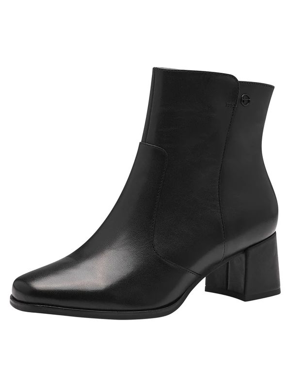 Tamaris Comfort Women’s Ankle Boots with Heel Leather Block Heel , Black Nappa, 5 UK