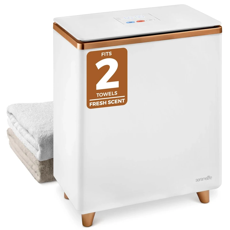 SereneLife Hot Towel Warmer w/ Customized Fragrance for Bathroom and Spa, Luxury Towel Heater Gift for Him or Her, Auto Shut off, Fits 2 Large Towels, Blankets, Bathrobes, PJ's - Rose Gold