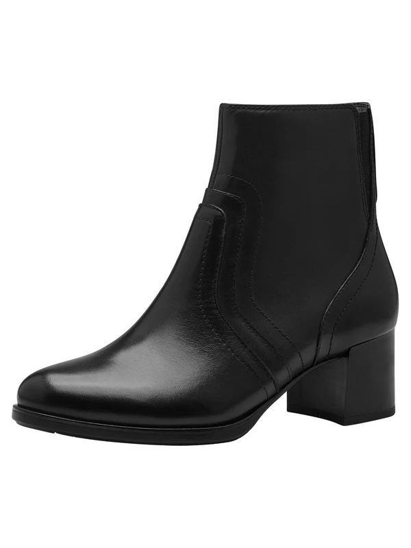 Tamaris Comfort Women’s Ankle Boots with Heel Leather Block Heel , Black Nappa, 6 UK