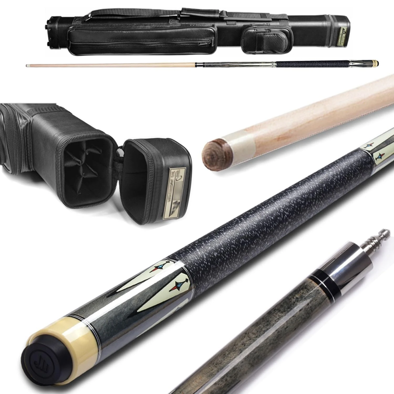 SaCLi snooker cues adult with case58-Inch American Nine-Ball Pool Cue Set, 13MM Piano Paint Rear Handle(Color:1,Size:B)