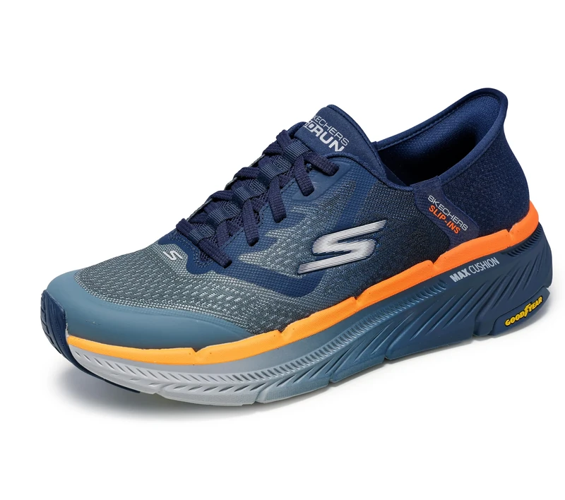 Skechers Men's Max Cushioning Premier 2.0 Ascendant Ii Slip-On Sneakers, Navy and Orange Textile/Synthetic, 12 UK