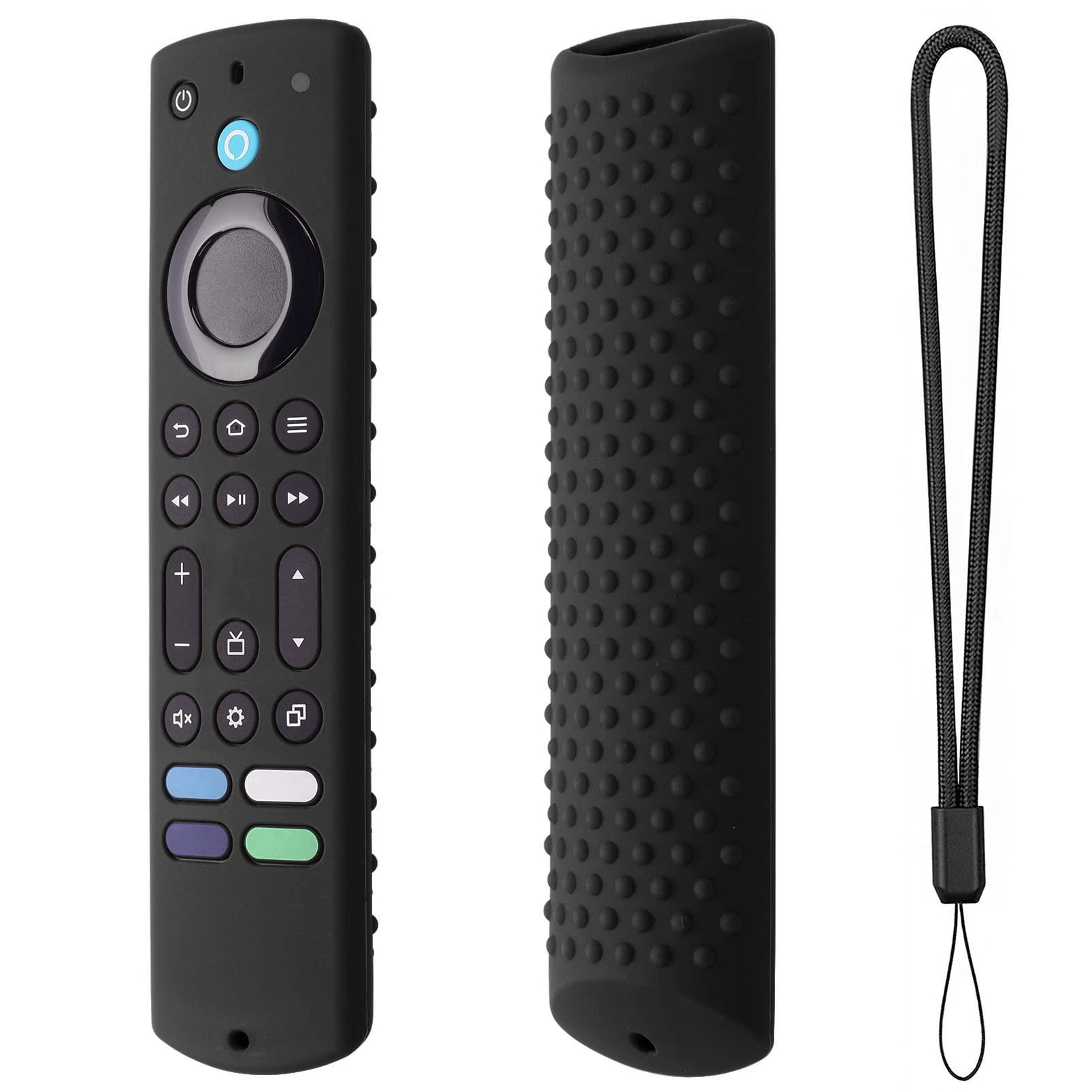 Hi Color Remote Cover for All New Fire Stick 4K Max 2023, Silicone Case Compatible with Fire TV Stick 4k Max 2nd Gen, Toshiba/Insignia NS-RCFNA-21 Silicone Sleeve with Lanyard (Black)