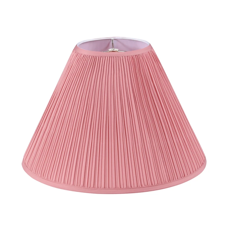 Aspen Creative 33027, Hardback Empire Transitional Spider Lamp Shade, Mushroom Pleated Rose Pink Faux Silk Fabric, 7" Top x 18" Bottom x 13" Slant Height