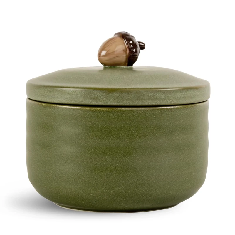 Sagaform Ellen 5018410 Tin with Lid Acorn Green Stoneware Diameter 13.5 cm Height 7.5 cm - Image 1
