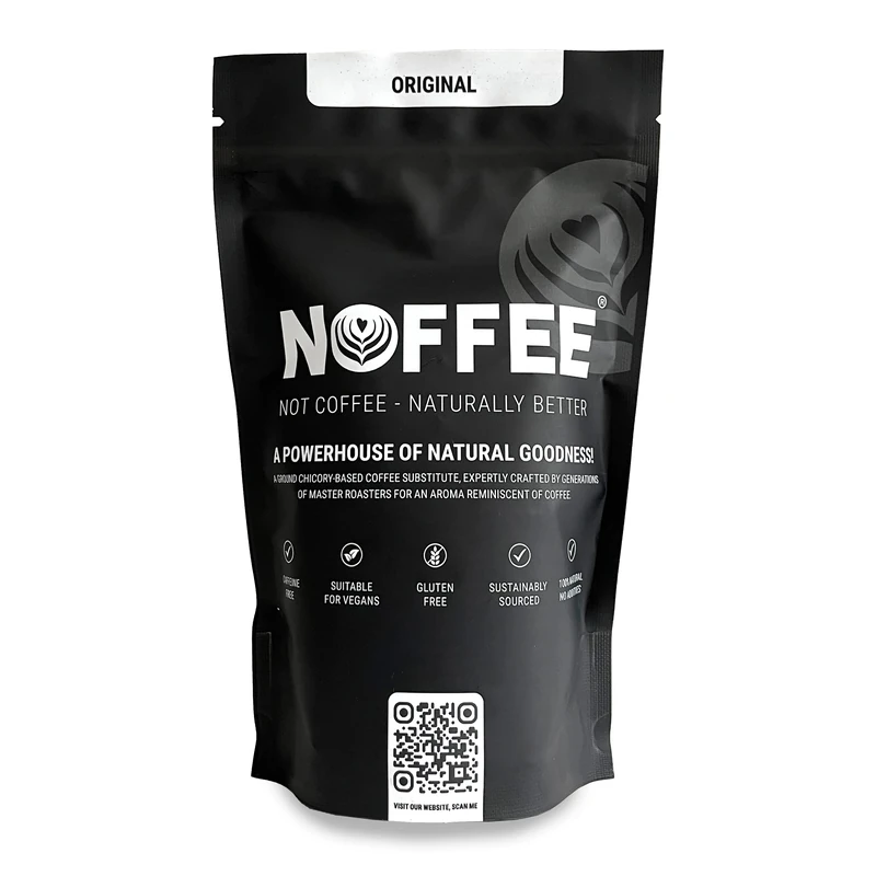 Noffee: Premium Chicory Coffee Alternative 200g | Caffeine-Free, Gut-Friendly, Gluten-Free, and Vegan | Sustainably Sourced Medium to Dark Blend for Versatile Brewing | Ground