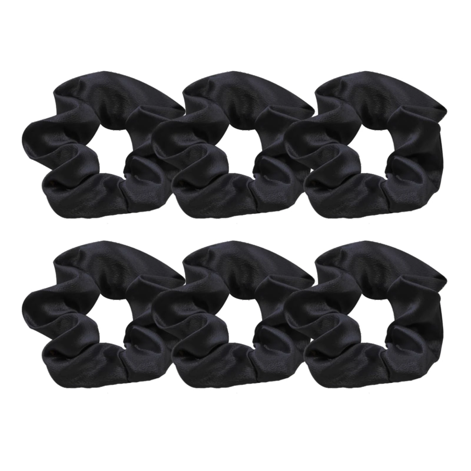 Jxuane 6 Pack Hair Scrunchies, Silk Satin Hair Ties, Black Ponytail Holders for Thick Hair, Women