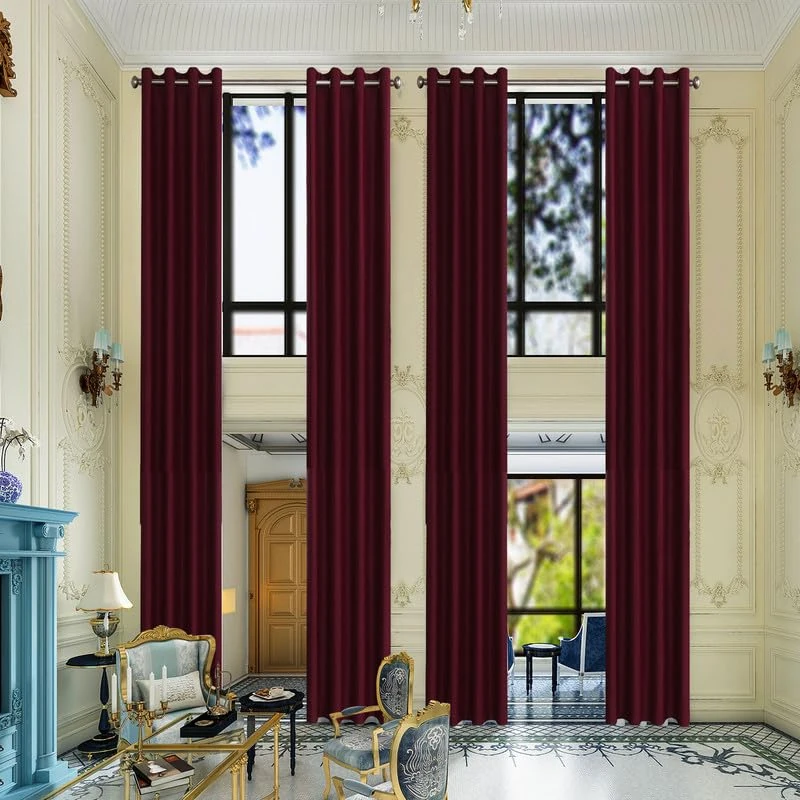 Grichril Extra Long Blackout Curtains - 2 Story High Living Room Drapes - Tall Curtains for High Ceiling or Long Window - 144 156 168 192 204 216 240 Inch 12ft-20ft Length(1 Panel,Burgundy, 52″x156″)