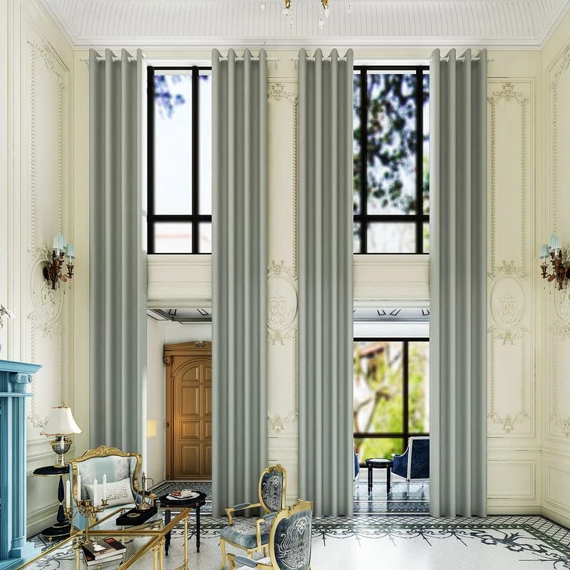Grichril Extra Long Blackout Curtains - 2 Story High Living Room Drapes - Tall Curtains for High Ceiling or Long Window - 144 156 168 192 204 216 240 Inch 12ft-20ft Length(1 Panel,Grey, 100″x216″)