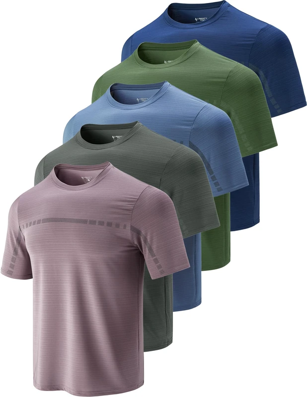 Liberty Imports Athletic Crew Neck Short Sleeve T Shirts Knit Men, Dusty Blue/Misty Purple/Khaki Green/Navy Blue/Anthracite, L