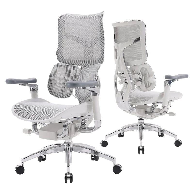 SIHOO Doro S300 Ergonomic Office Chair, Dual Dynamic Lumbar Support, 6D Coordinated Armrests, Adjustable Rolling Desk Computer Gaming Chair (White Italian Velvet Mesh)
