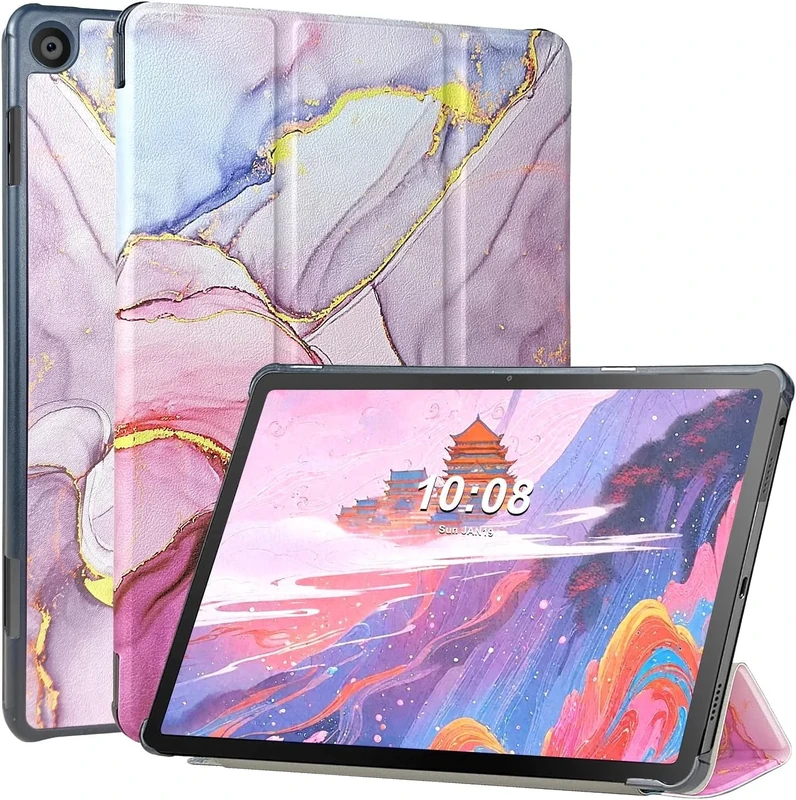 FANSONG Case for Lenovo Tab M10 3rd Gen 10.1 inch 2022(TB-328FU / TB-328XU),Shockproof Protective Hard PC Back Shell,Slim Smart Trifold Flip Stand with Auto Sleep/Wake,Pink